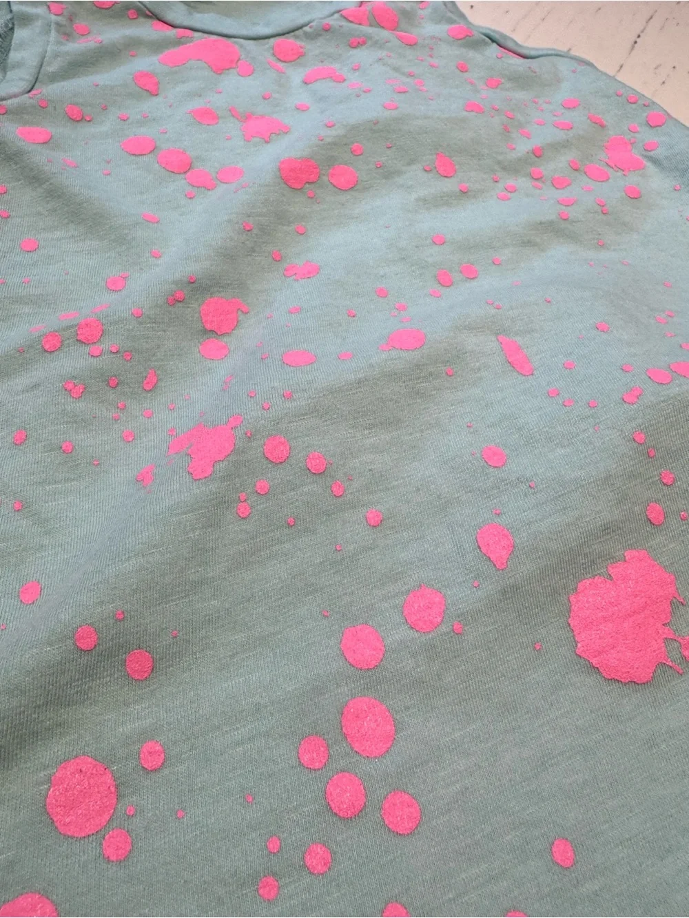 Girls Baby Blue Splatter Tank & Hot Pink Shiny Leggings NWT